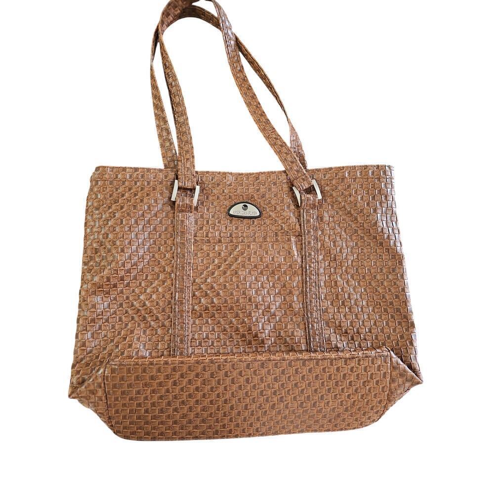 Vintage American Flyer Leather Tote Bag Brown